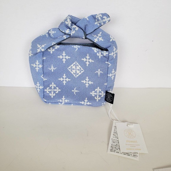 Russet Designer Mini Small Bag Purse Pouch Nylon Blue Monogram New With Dust Bag - Picture 2 of 6